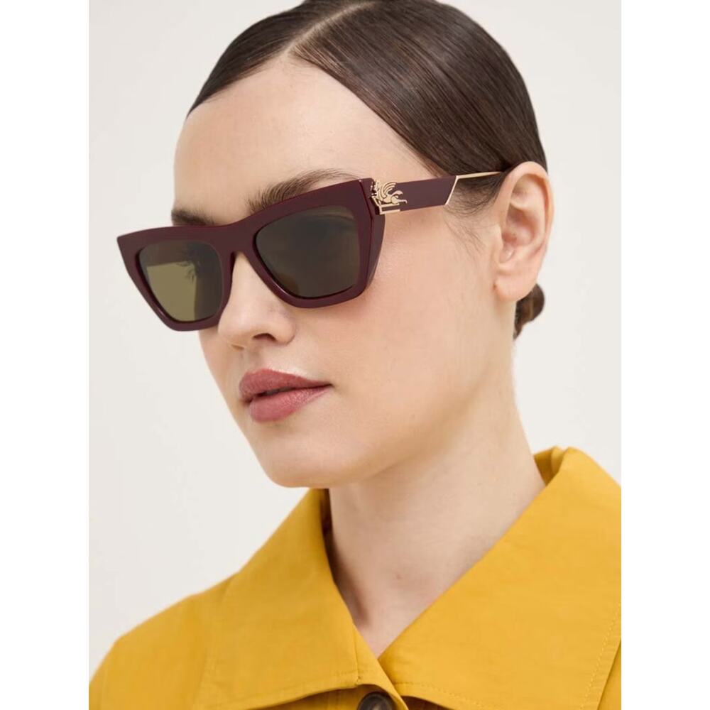 NEW!!! Etro ETRO0028/S 0LHFQT Plum Cat-Eye Sunglasses with Gold Detail Authentic